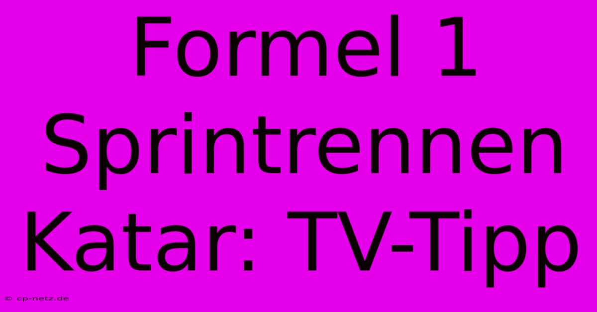 Formel 1 Sprintrennen Katar: TV-Tipp