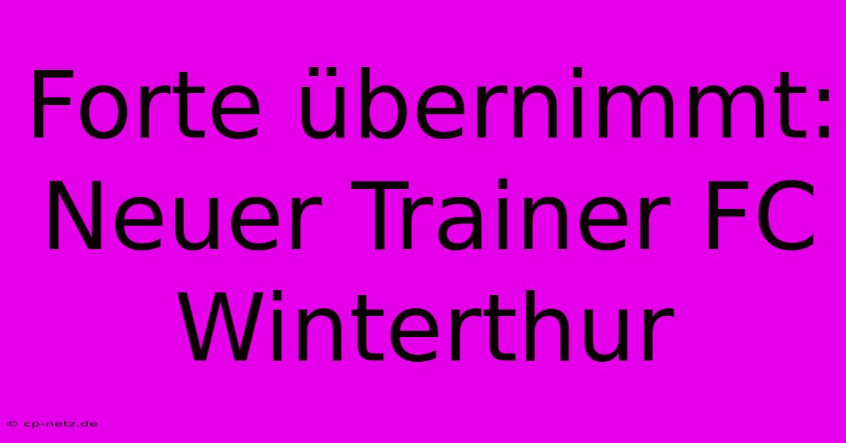 Forte Übernimmt: Neuer Trainer FC Winterthur