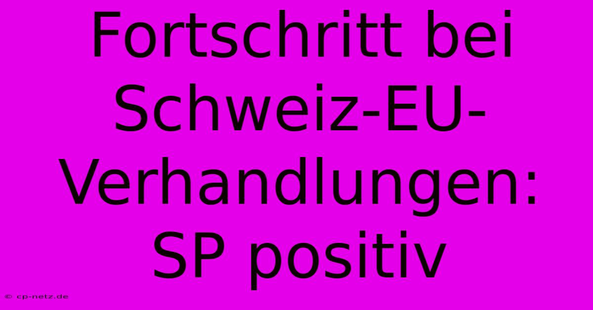 Fortschritt Bei Schweiz-EU-Verhandlungen: SP Positiv