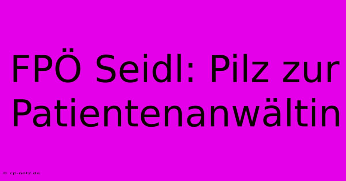 FPÖ Seidl: Pilz Zur Patientenanwältin