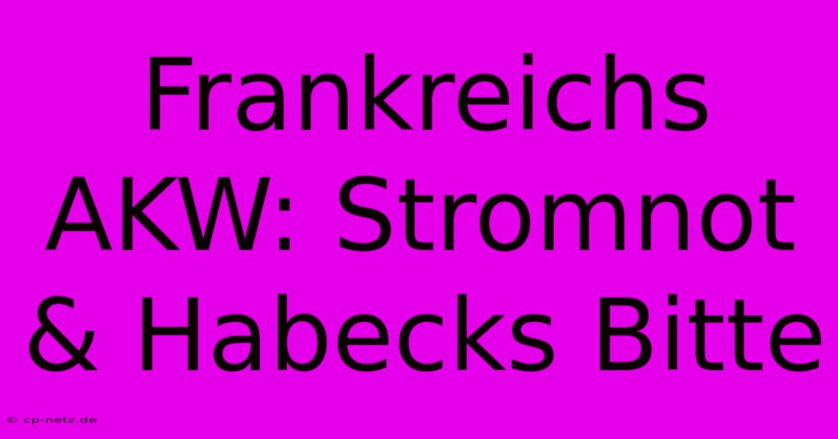 Frankreichs AKW: Stromnot & Habecks Bitte