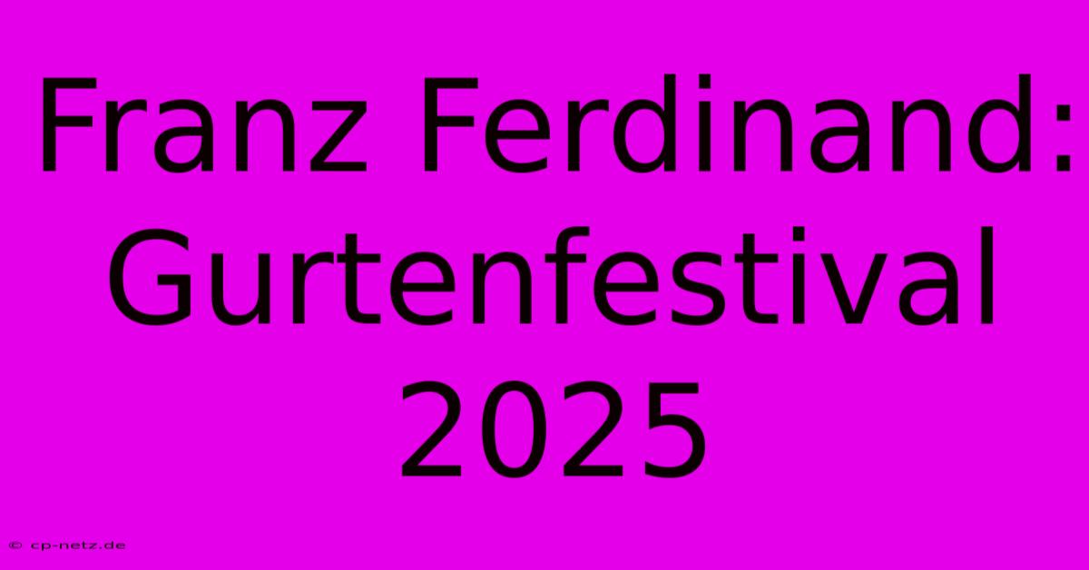 Franz Ferdinand: Gurtenfestival 2025