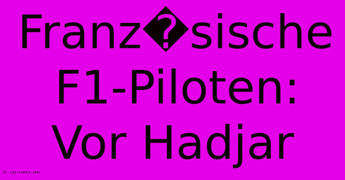 Franz�sische F1-Piloten: Vor Hadjar