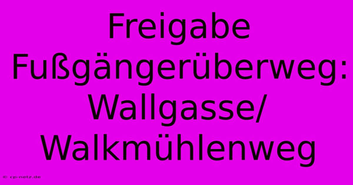 Freigabe Fußgängerüberweg: Wallgasse/Walkmühlenweg