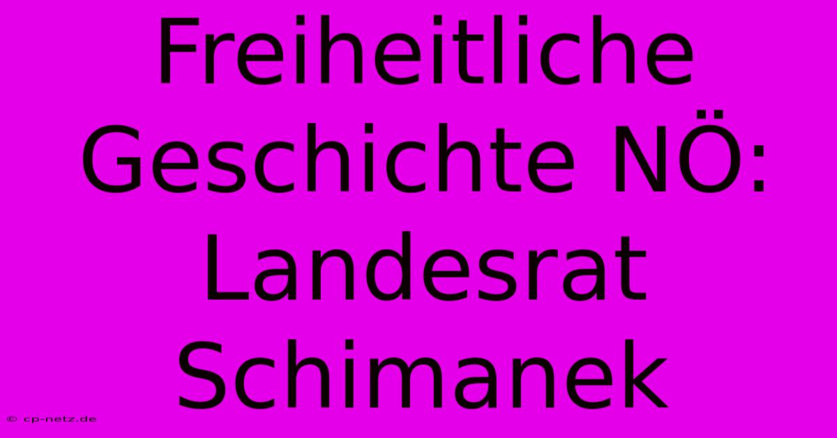 Freiheitliche Geschichte NÖ: Landesrat Schimanek