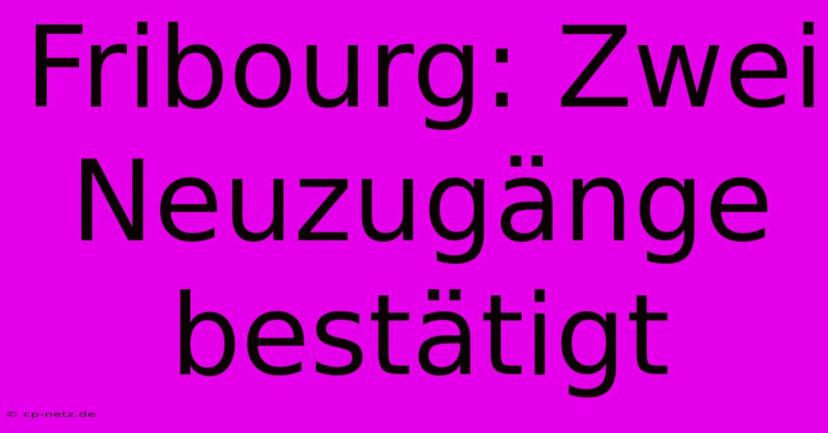 Fribourg: Zwei Neuzugänge Bestätigt