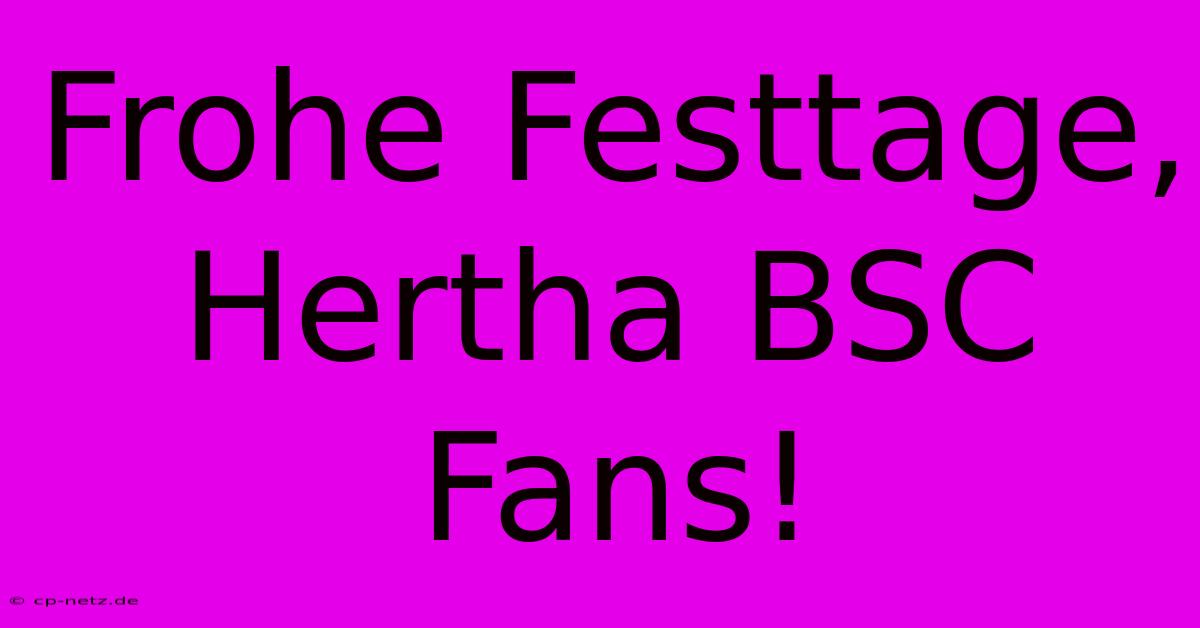 Frohe Festtage, Hertha BSC Fans!