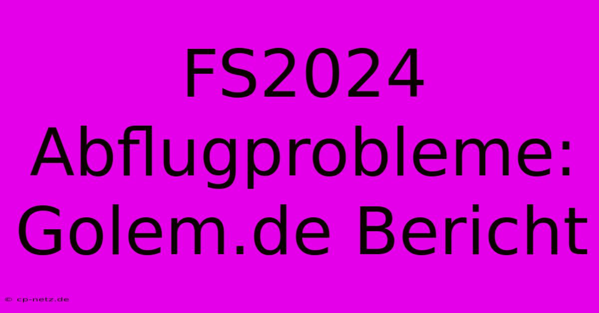 FS2024 Abflugprobleme: Golem.de Bericht