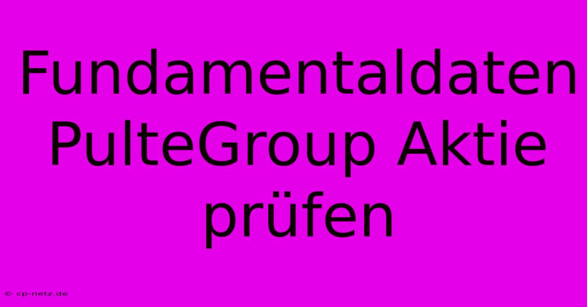 Fundamentaldaten PulteGroup Aktie Prüfen