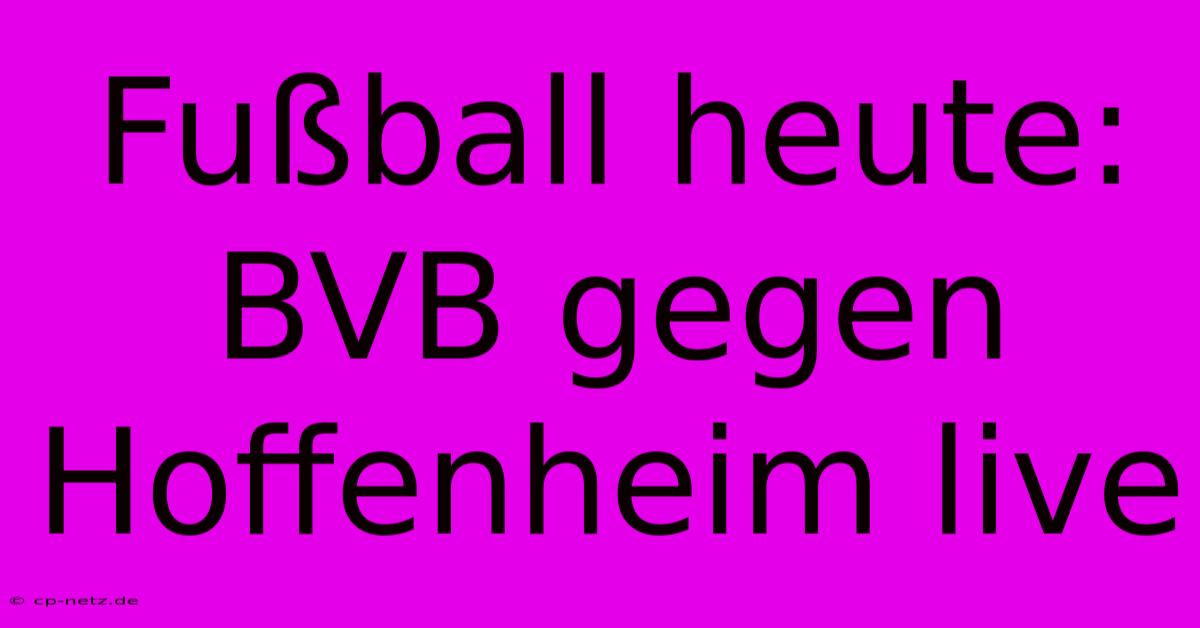 Fußball Heute: BVB Gegen Hoffenheim Live