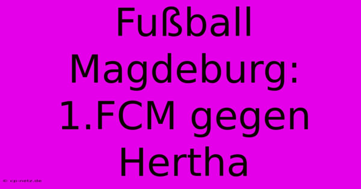 Fußball Magdeburg: 1.FCM Gegen Hertha