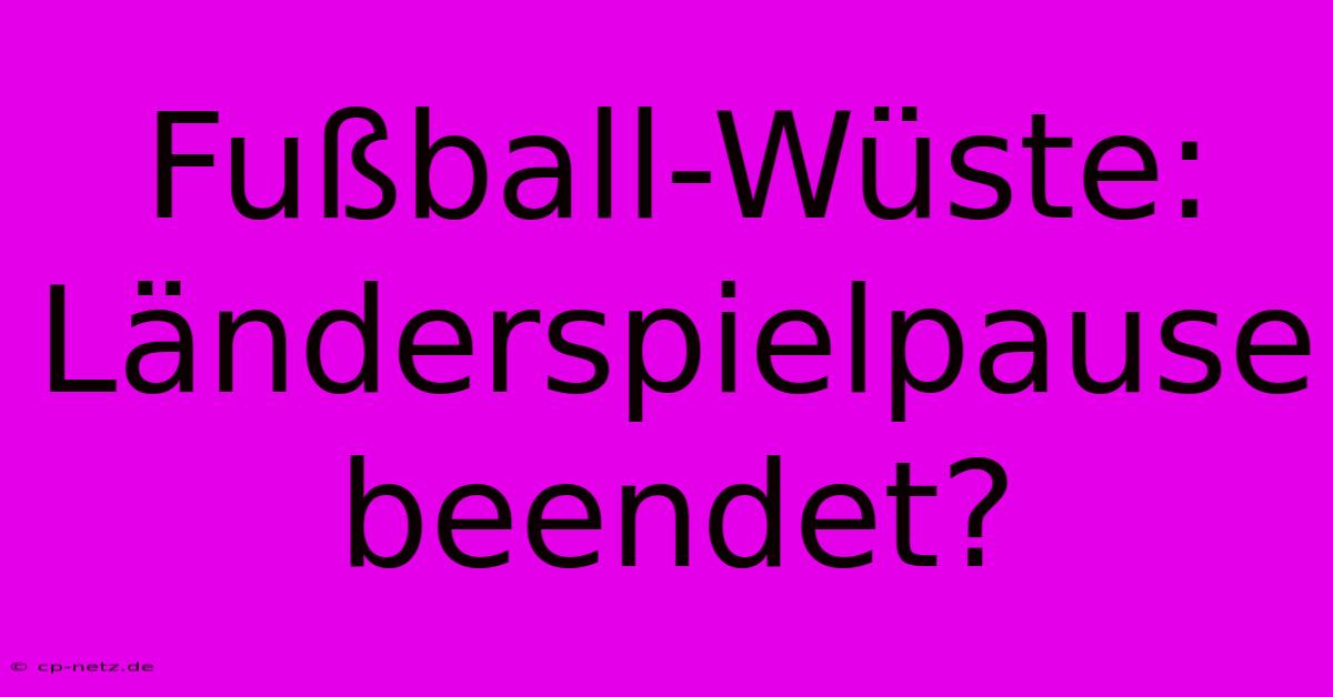 Fußball-Wüste:  Länderspielpause Beendet?