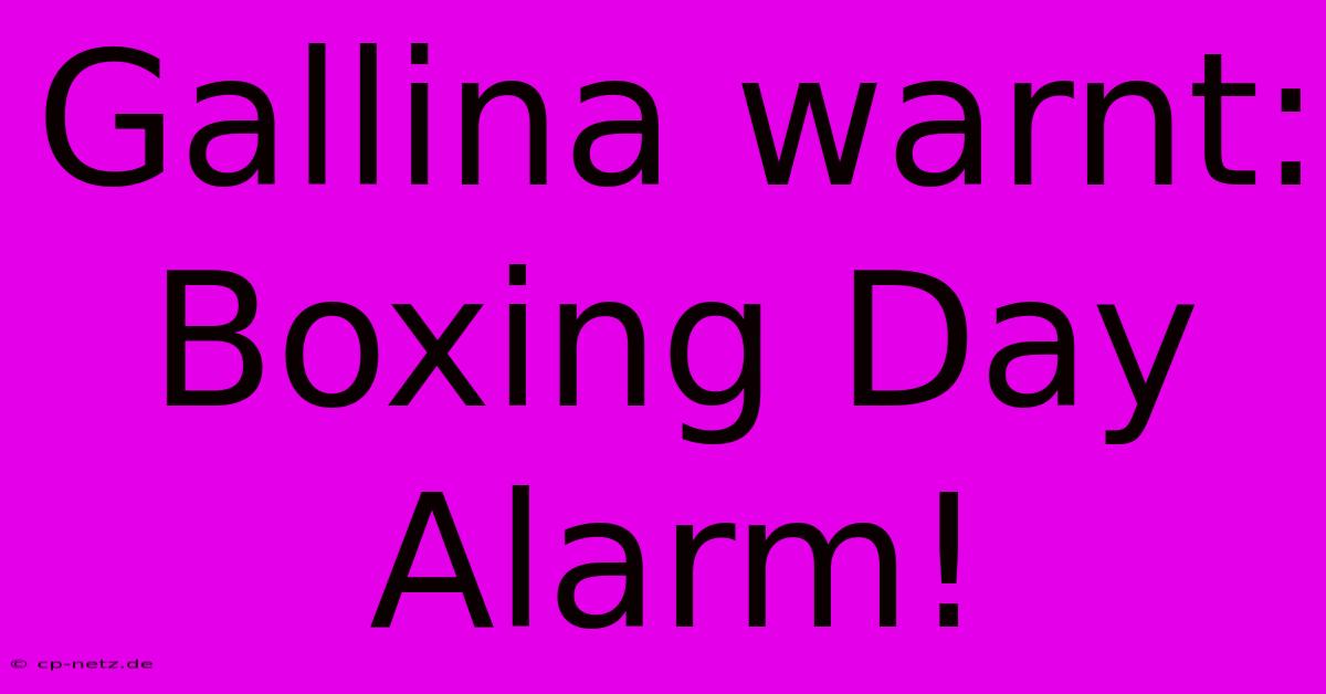 Gallina Warnt: Boxing Day Alarm!