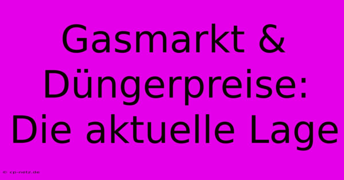 Gasmarkt & Düngerpreise: Die Aktuelle Lage