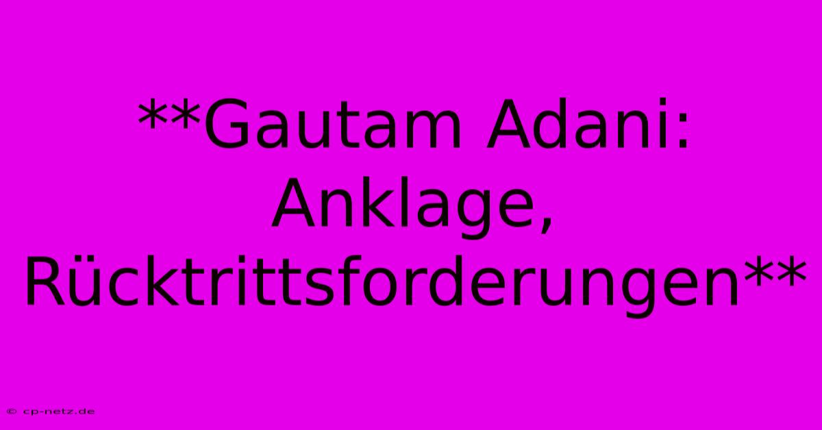 **Gautam Adani:  Anklage,  Rücktrittsforderungen**