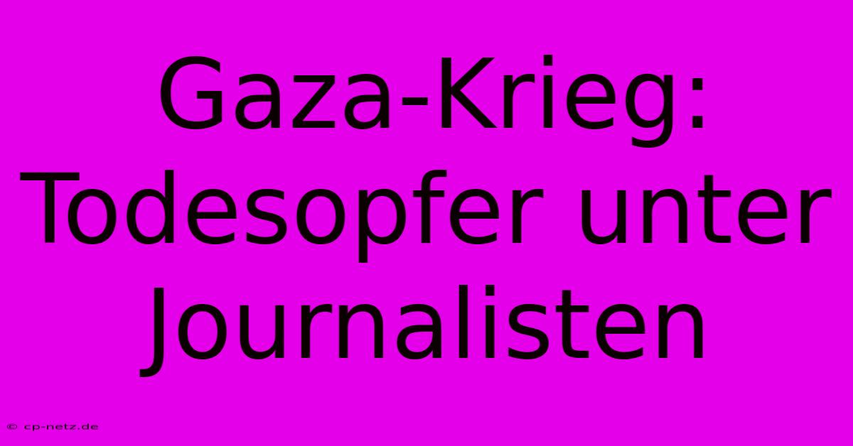 Gaza-Krieg:  Todesopfer Unter Journalisten