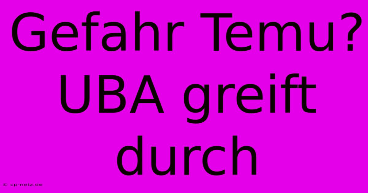 Gefahr Temu? UBA Greift Durch