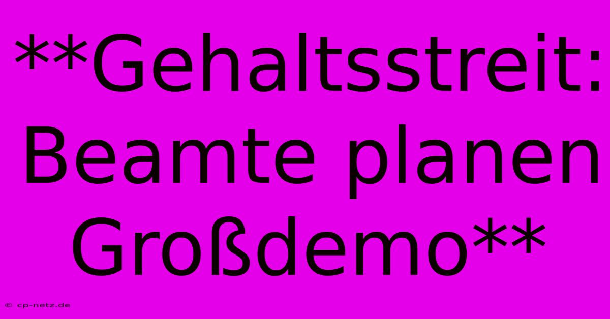 **Gehaltsstreit: Beamte Planen Großdemo**