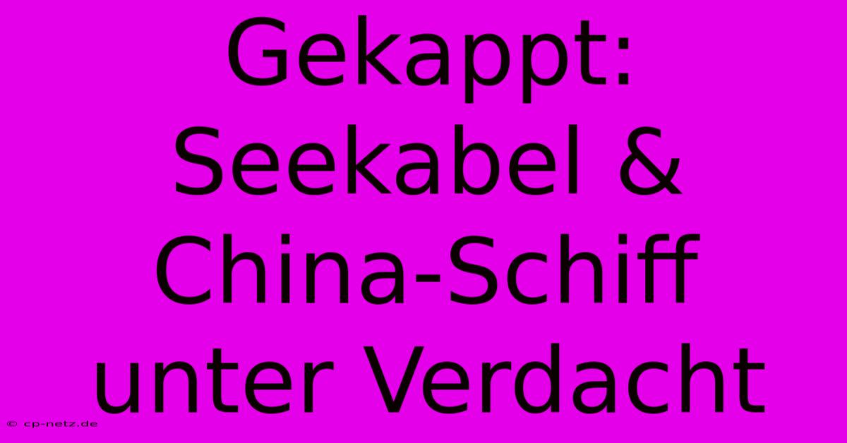 Gekappt: Seekabel & China-Schiff Unter Verdacht