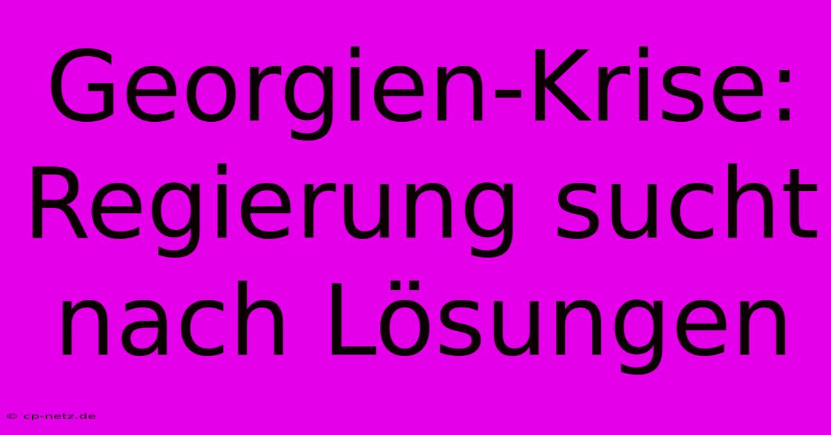 Georgien-Krise: Regierung Sucht Nach Lösungen