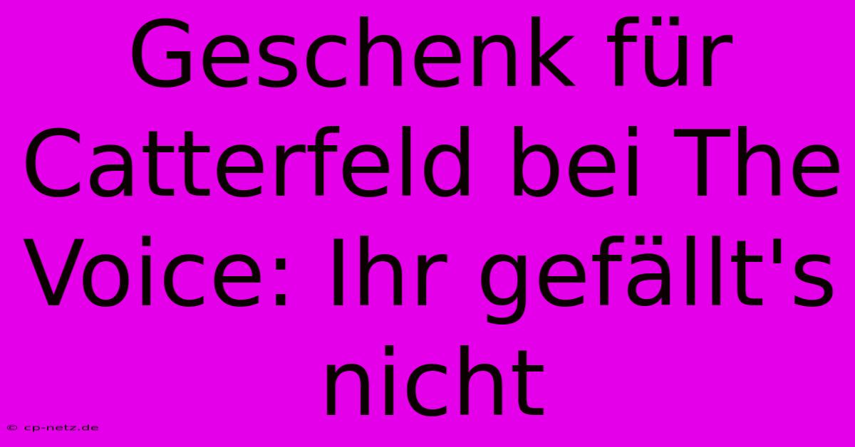 Geschenk Für Catterfeld Bei The Voice: Ihr Gefällt's Nicht