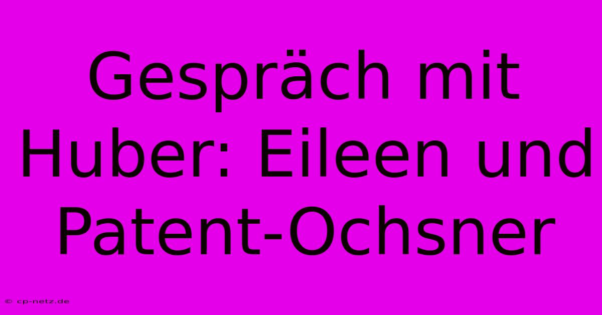 Gespräch Mit Huber: Eileen Und Patent-Ochsner