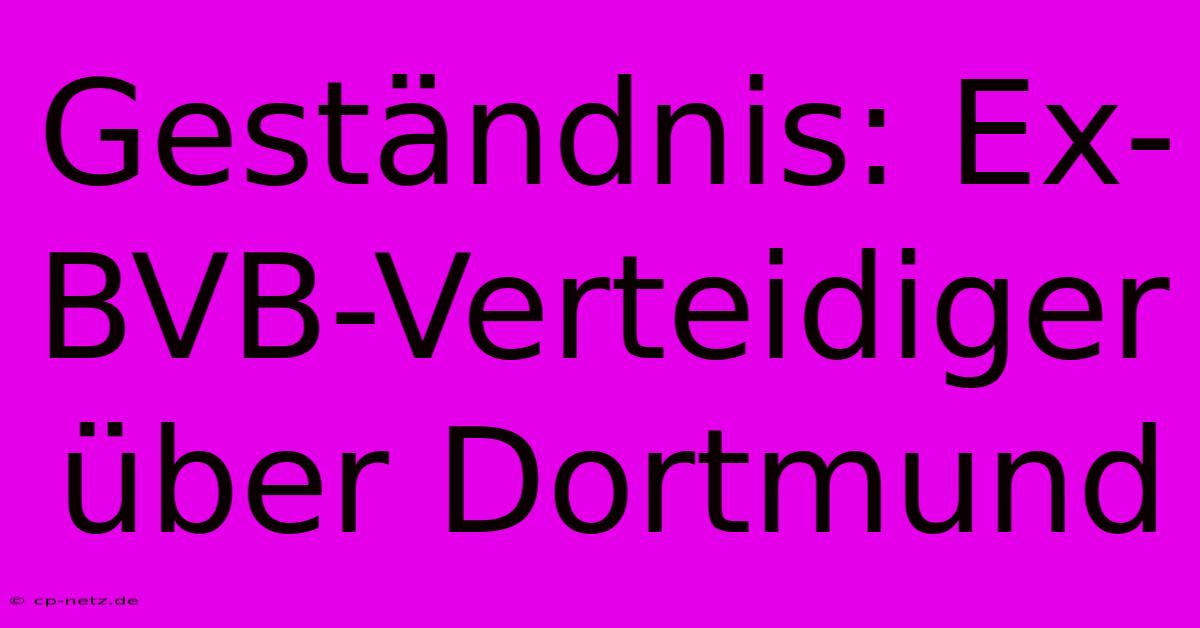 Geständnis: Ex-BVB-Verteidiger Über Dortmund