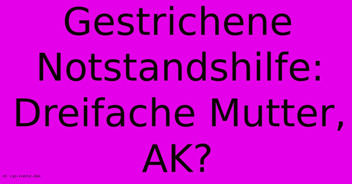 Gestrichene Notstandshilfe: Dreifache Mutter, AK?