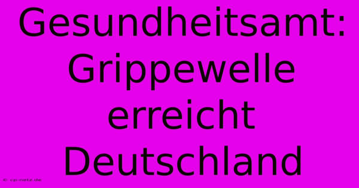 Gesundheitsamt: Grippewelle Erreicht Deutschland