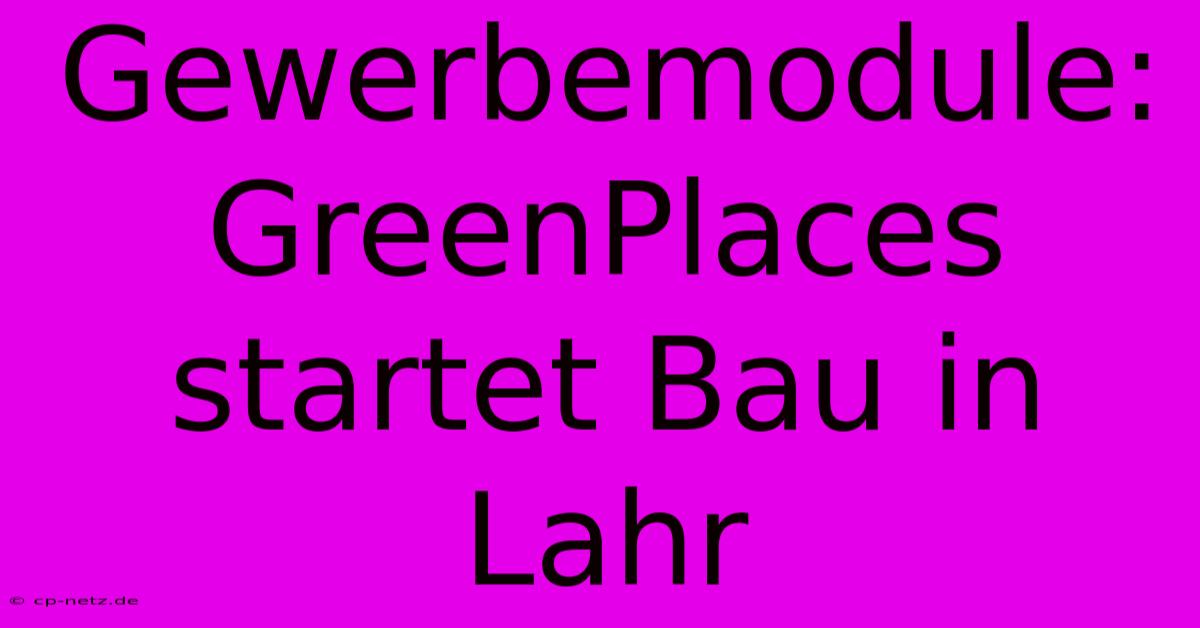 Gewerbemodule: GreenPlaces Startet Bau In Lahr