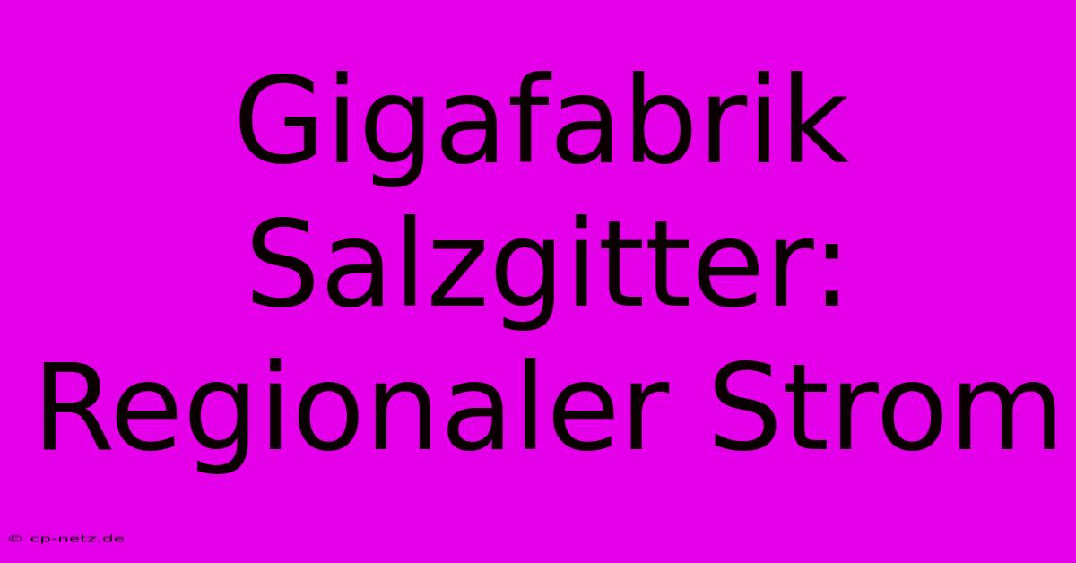 Gigafabrik Salzgitter: Regionaler Strom