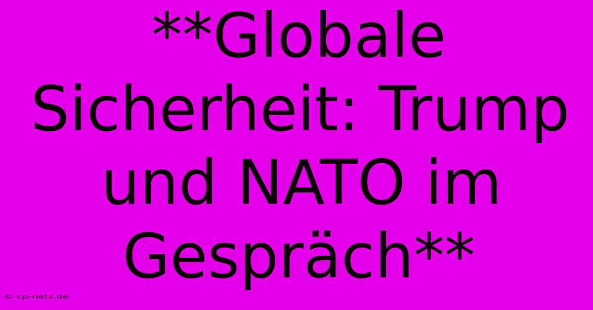 **Globale Sicherheit: Trump Und NATO Im Gespräch**