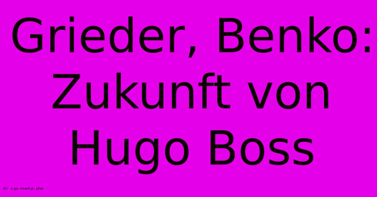 Grieder, Benko:  Zukunft Von Hugo Boss