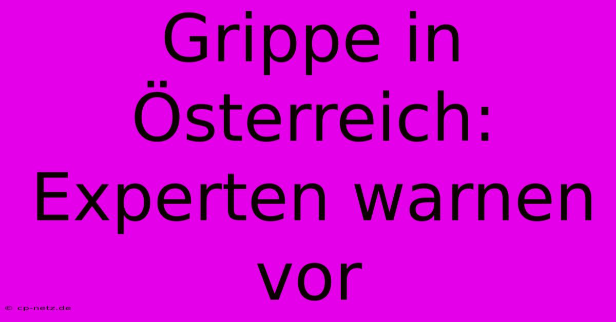 Grippe In Österreich: Experten Warnen Vor