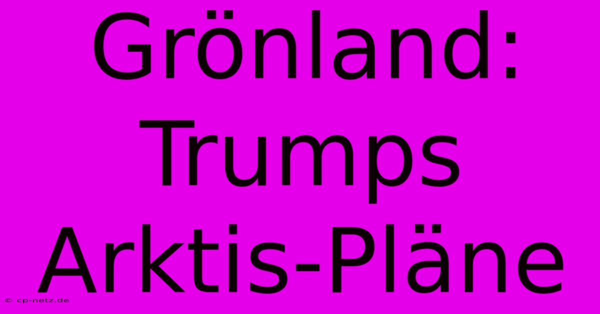 Grönland: Trumps Arktis-Pläne