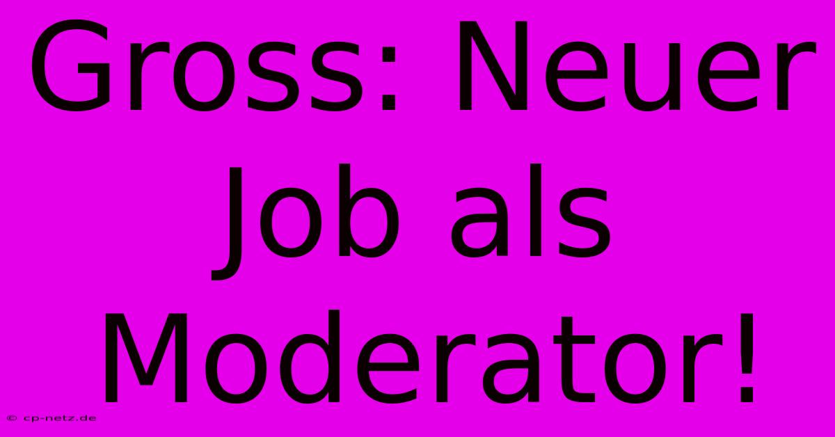 Gross: Neuer Job Als Moderator!