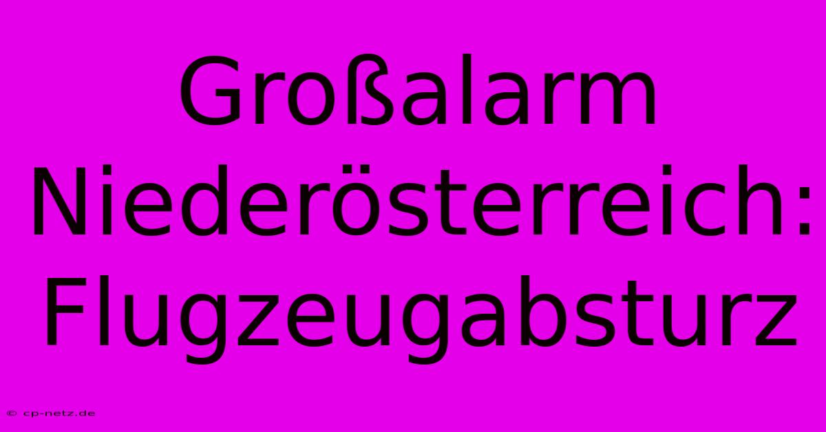 Großalarm Niederösterreich: Flugzeugabsturz