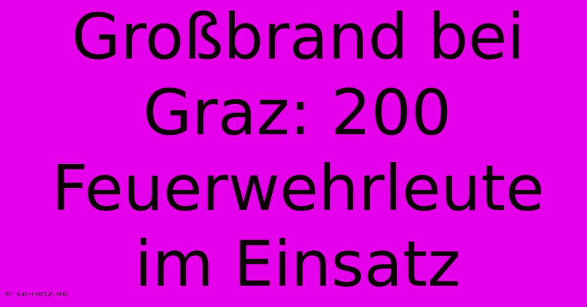 Großbrand Bei Graz: 200 Feuerwehrleute Im Einsatz