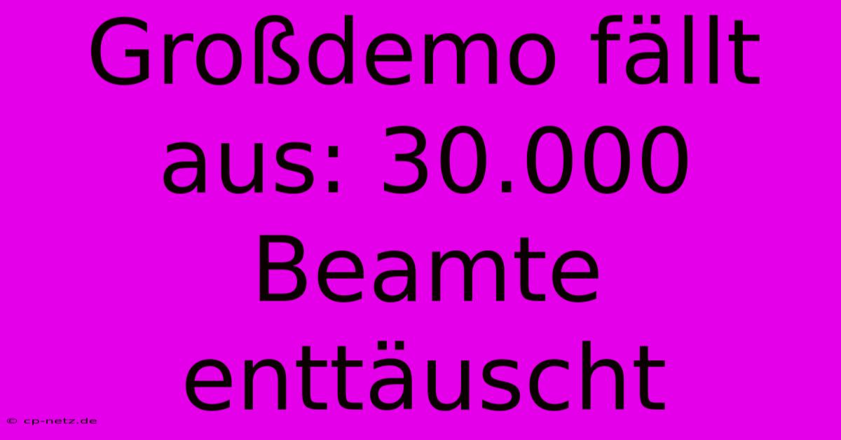 Großdemo Fällt Aus: 30.000 Beamte Enttäuscht