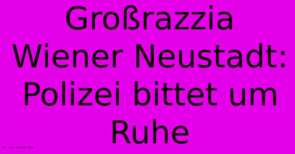 Großrazzia Wiener Neustadt: Polizei Bittet Um Ruhe