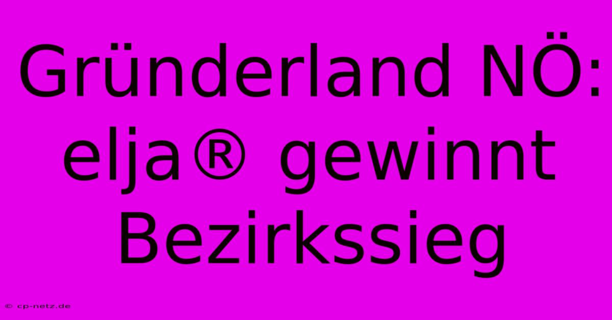 Gründerland NÖ: Elja® Gewinnt Bezirkssieg