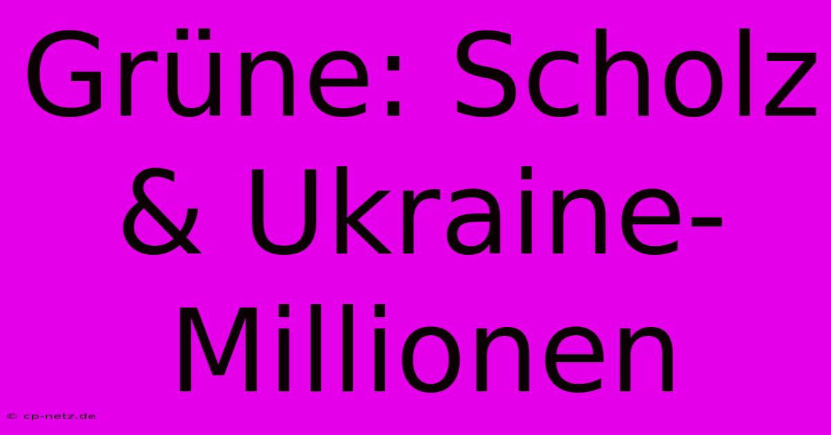 Grüne: Scholz & Ukraine-Millionen