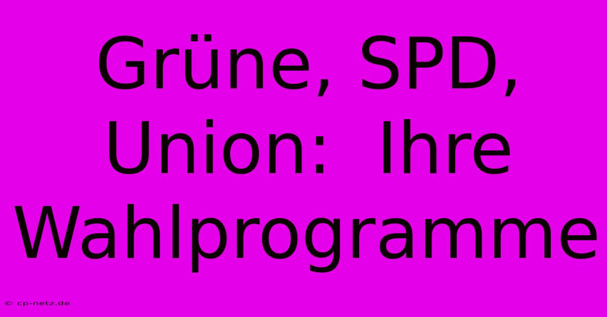 Grüne, SPD, Union:  Ihre Wahlprogramme