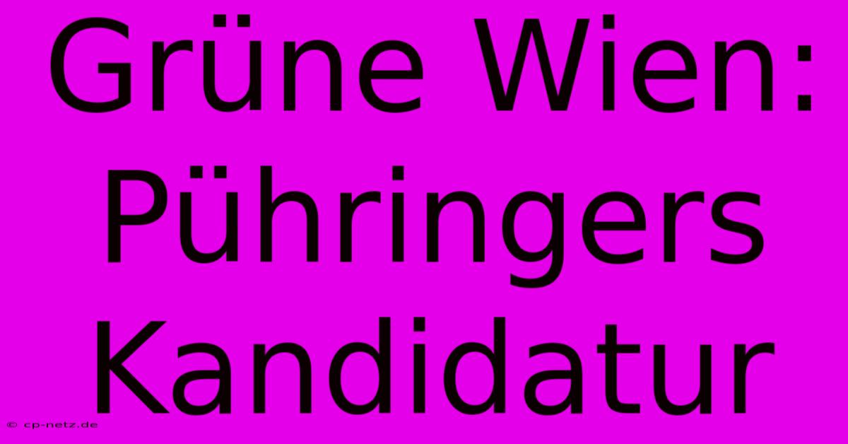 Grüne Wien:  Pühringers Kandidatur