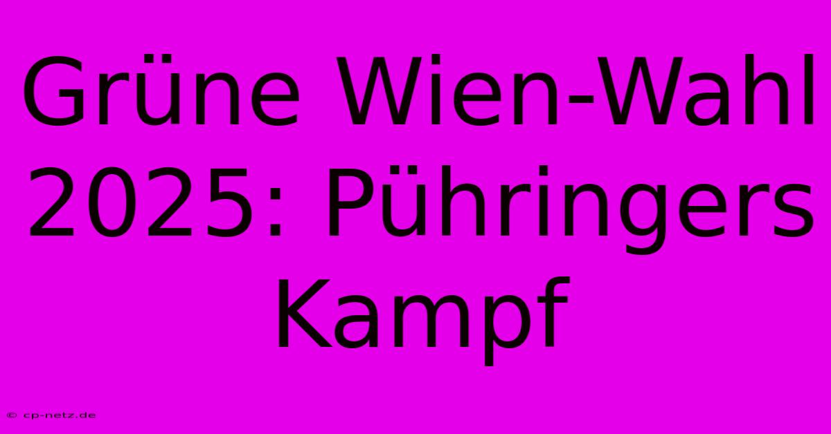 Grüne Wien-Wahl 2025: Pühringers Kampf