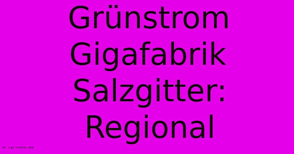 Grünstrom Gigafabrik Salzgitter: Regional