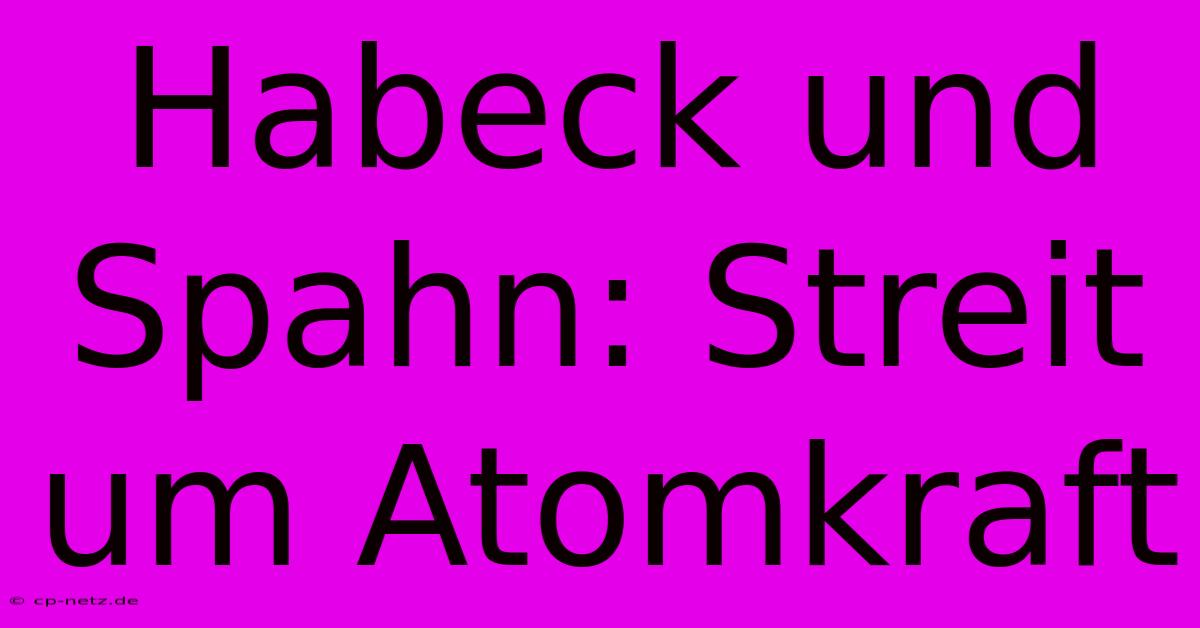 Habeck Und Spahn: Streit Um Atomkraft