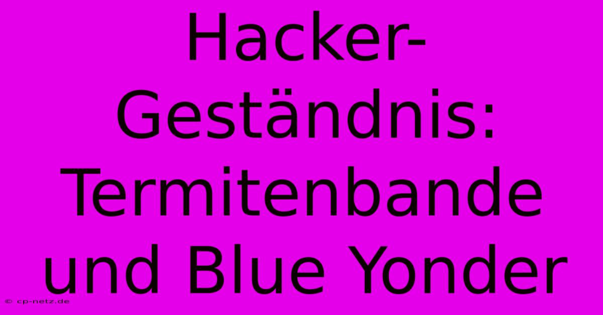 Hacker-Geständnis: Termitenbande Und Blue Yonder