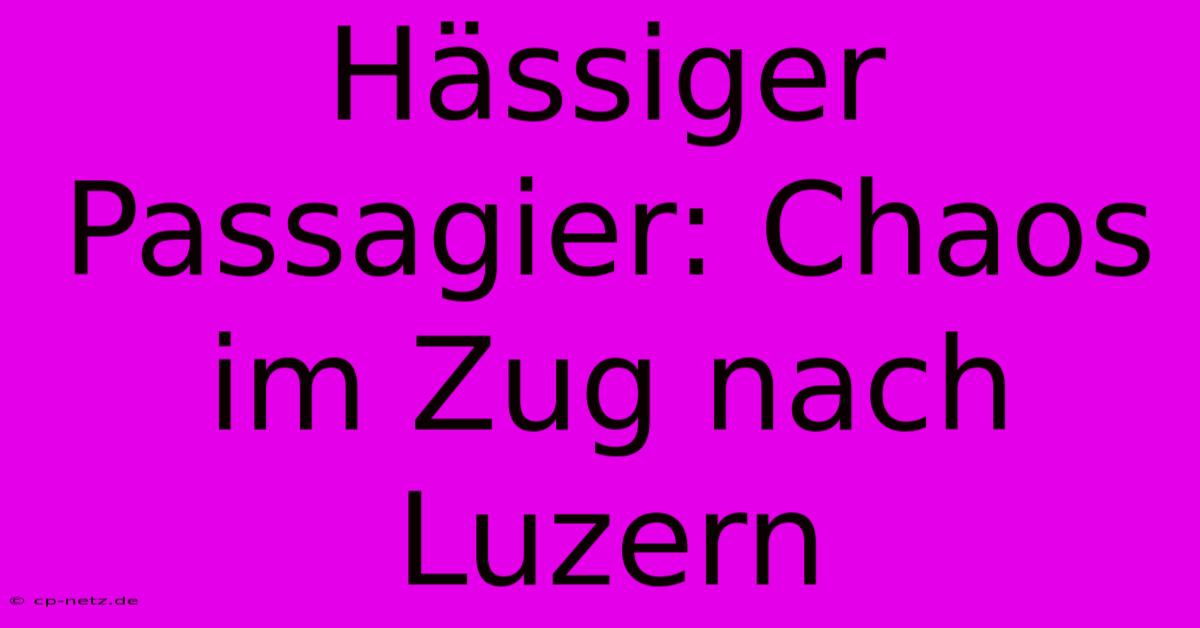 Hässiger Passagier: Chaos Im Zug Nach Luzern