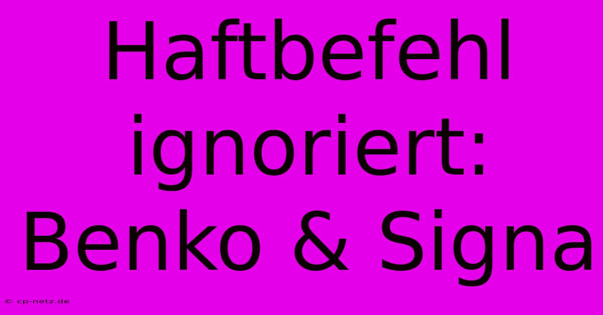 Haftbefehl Ignoriert: Benko & Signa